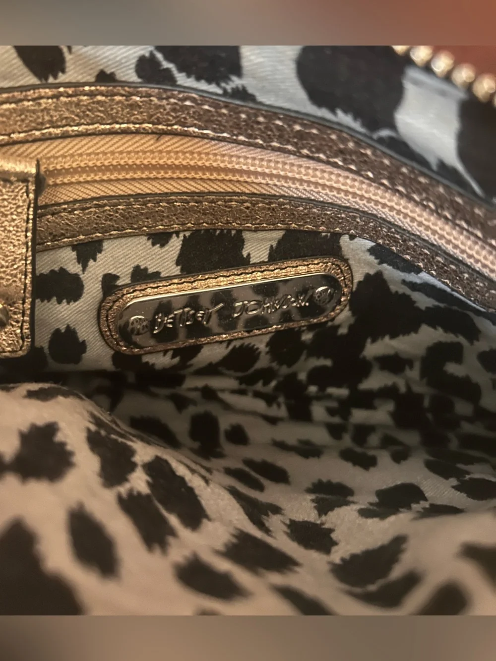 Betsey Johnson Metallic Rose Gold Wristlet Clutch